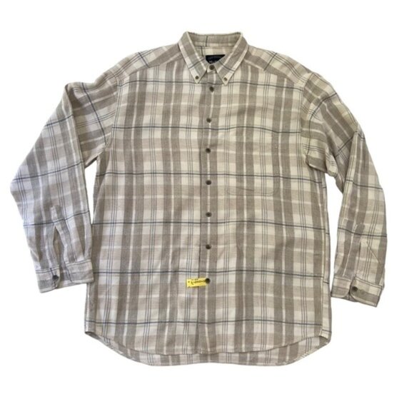 Vintage McNeal shirt button down plaid neutral beige white 100% cotton Large - Picture 3 of 10